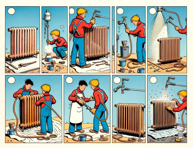 Illustration : Le Processus de Sablage pour Radiateurs