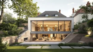 extension maison sous sol semi enterré